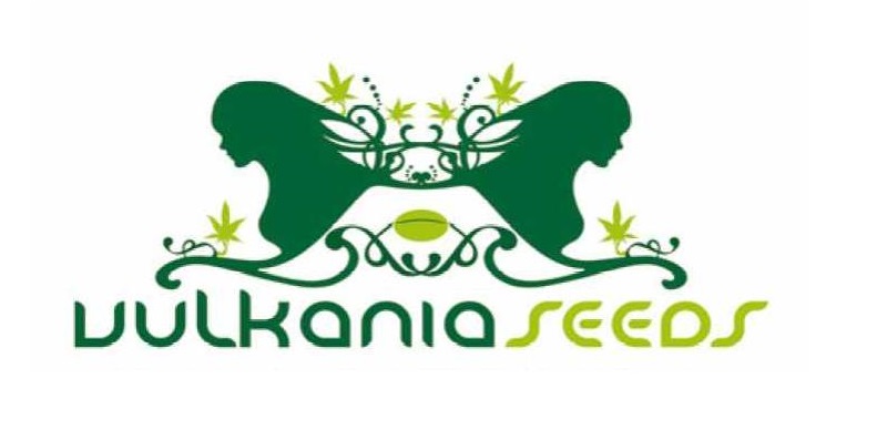 Logo del banco de semillas Vulkania Seeds con dos siluetas de mujer en color verde